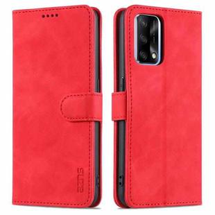 For OPPO A74 4G / F19 AZNS Skin Feel Calf Texture Horizontal Flip Leather Case with Card Slots & Holder & Wallet((Red)