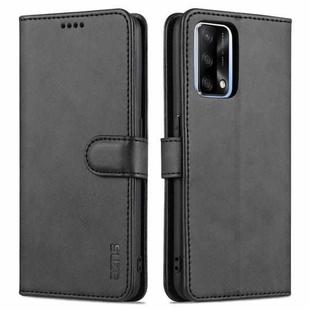 For OPPO A74 4G / F19 AZNS Skin Feel Calf Texture Horizontal Flip Leather Case with Card Slots & Holder & Wallet((Black)