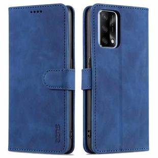 For OPPO A74 4G / F19 AZNS Skin Feel Calf Texture Horizontal Flip Leather Case with Card Slots & Holder & Wallet((Blue)