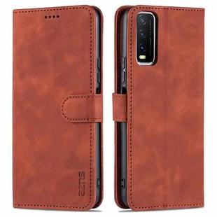 For vivo Y20 / iQOO U1x AZNS Skin Feel Calf Texture Horizontal Flip Leather Case with Card Slots & Holder & Wallet((Brown)