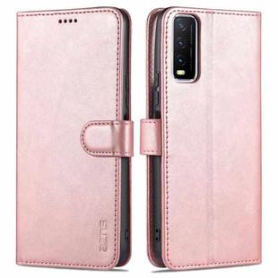 For vivo Y20 / iQOO U1x AZNS Skin Feel Calf Texture Horizontal Flip Leather Case with Card Slots & Holder & Wallet((Rose Gold)