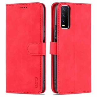 For vivo Y20 / iQOO U1x AZNS Skin Feel Calf Texture Horizontal Flip Leather Case with Card Slots & Holder & Wallet((Red)