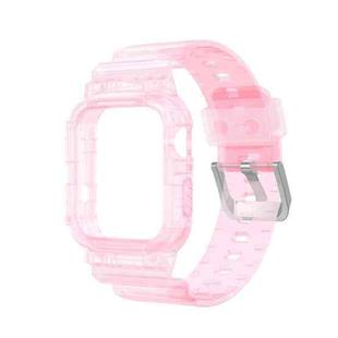 TPU Integrated Watch Case Watch Band For Apple Watch Series 7 41mm / 6 & SE & 5 & 4 40mm / 3 & 2 & 1 38mm(Transparent Pink)
