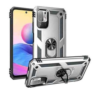For Xiaomi Redmi Note 10 5G Shockproof TPU + PC Protective Case with 360 Degree Rotating Holder(Silver)