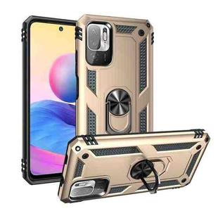 For Xiaomi Redmi Note 10 5G Shockproof TPU + PC Protective Case with 360 Degree Rotating Holder(Gold)