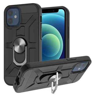 For iPhone 12 mini War-god Armor TPU + PC Shockproof  Magnetic Protective Case with Ring Holder (Black)