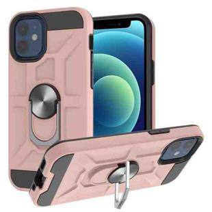 For iPhone 12 mini War-god Armor TPU + PC Shockproof  Magnetic Protective Case with Ring Holder (Rose Gold)