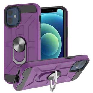 For iPhone 12 mini War-god Armor TPU + PC Shockproof  Magnetic Protective Case with Ring Holder (Purple)