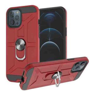 For iPhone 12 / 12 Pro War-god Armor TPU + PC Shockproof  Magnetic Protective Case with Ring Holder(Red)