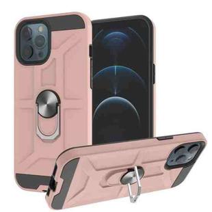 For iPhone 12 Pro Max War-god Armor TPU + PC Shockproof  Magnetic Protective Case with Ring Holder(Rose Gold)