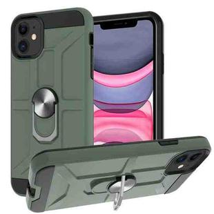 For iPhone 11 War-god Armor TPU + PC Shockproof  Magnetic Protective Case with Ring Holder (Deep Green)