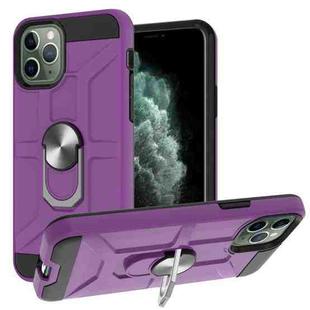 For iPhone 11 Pro War-god Armor TPU + PC Shockproof  Magnetic Protective Case with Ring Holder (Purple)