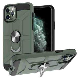 For iPhone 11 Pro War-god Armor TPU + PC Shockproof  Magnetic Protective Case with Ring Holder (Deep Green)