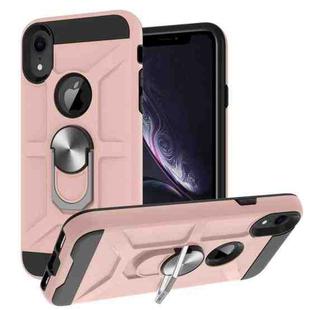 For iPhone XR War-god Armor TPU + PC Shockproof  Magnetic Protective Case with Ring Holder(Rose Gold)