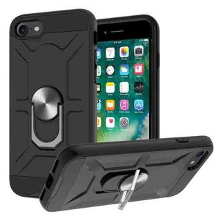 War-god Armor TPU + PC Shockproof  Magnetic Protective Case with Ring Holder For iPhone 8 / 7 / SE 2020(Black)
