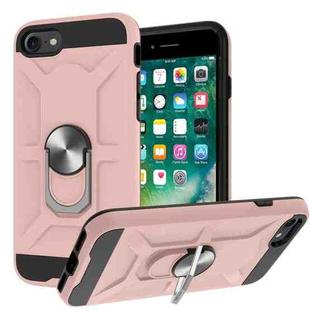 War-god Armor TPU + PC Shockproof  Magnetic Protective Case with Ring Holder For iPhone 8 / 7 / SE 2020(Rose Gold)