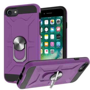 War-god Armor TPU + PC Shockproof  Magnetic Protective Case with Ring Holder For iPhone 8 / 7 / SE 2020(Purple)