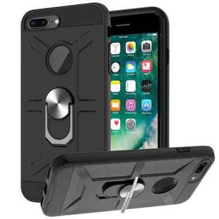 War-god Armor TPU + PC Shockproof  Magnetic Protective Case with Ring Holder For iPhone 8 Plus / 7 Plus(Black)
