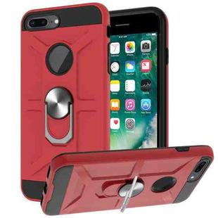 War-god Armor TPU + PC Shockproof  Magnetic Protective Case with Ring Holder For iPhone 8 Plus / 7 Plus(Red)