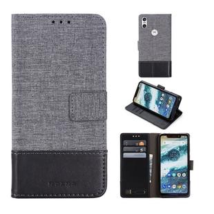 For Motorola Moto One MUXMA MX102 Horizontal Flip Canvas Leather Case with Stand & Card Slot & Wallet Function(Black)