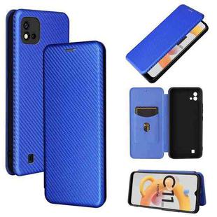 For OPPO Realme C11 2021 Carbon Fiber Texture Horizontal Flip TPU + PC + PU Leather Case with Card Slot(Blue)