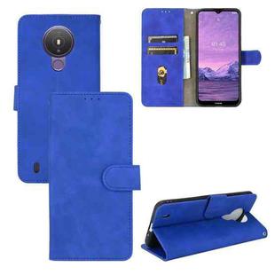 For Nokia 1.4 Solid Color Skin Feel Magnetic Buckle Horizontal Flip Calf Texture PU Leather Case with Holder & Card Slots & Wallet(Blue)