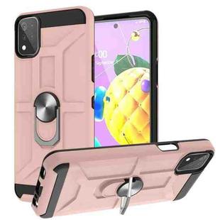 For LG K53 War-god Armor TPU + PC Shockproof Magnetic Protective Case with Ring Holder(Rose Gold)