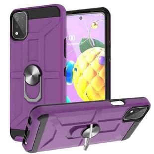 For LG K53 War-god Armor TPU + PC Shockproof Magnetic Protective Case with Ring Holder(Purple)