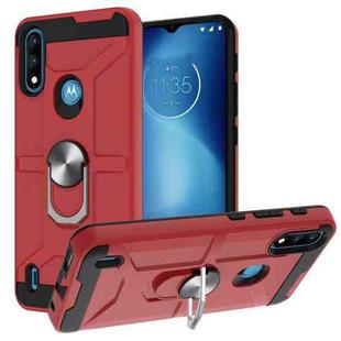 For Motorola Moto E7 Power 2021 War-god Armor TPU + PC Shockproof Magnetic Protective Case with Ring Holder(Red)