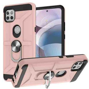 For Motorola Moto G 5G / One 5G Ace War-god Armor TPU + PC Shockproof Magnetic Protective Case with Ring Holder(Rose Gold)