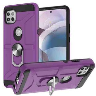 For Motorola Moto G 5G / One 5G Ace War-god Armor TPU + PC Shockproof Magnetic Protective Case with Ring Holder(Purple)