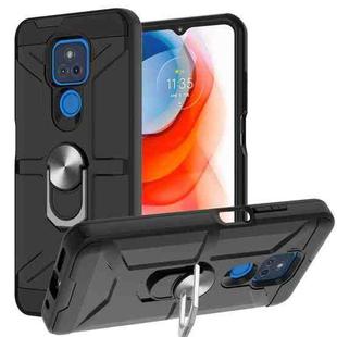 For Motorola Moto G Play 2021 War-god Armor TPU + PC Shockproof Magnetic Protective Case with Ring Holder(Black)