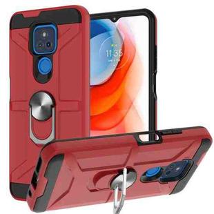 For Motorola Moto G Play 2021 War-god Armor TPU + PC Shockproof Magnetic Protective Case with Ring Holder(Red)