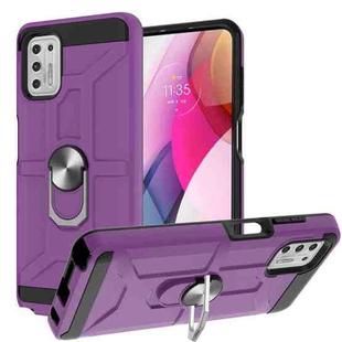 For Motorola Moto G Stylus 2021 War-god Armor TPU + PC Shockproof Magnetic Protective Case with Ring Holder(Purple)