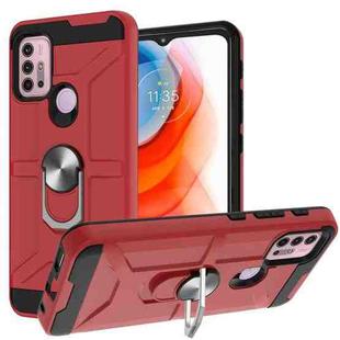 For Motorola Moto G10 / G30 War-god Armor TPU + PC Shockproof Magnetic Protective Case with Ring Holder(Red)