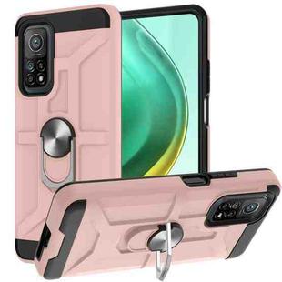 For Xiaomi Mi 10T/ 10T Pro / Redmi K30S War-god Armor TPU + PC Shockproof Magnetic Protective Case with Ring Holder(Rose Gold)