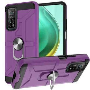 For Xiaomi Mi 10T/ 10T Pro / Redmi K30S War-god Armor TPU + PC Shockproof Magnetic Protective Case with Ring Holder(Purple)
