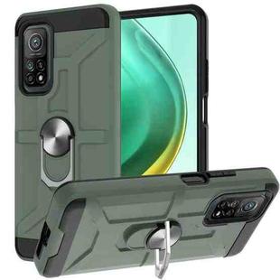 For Xiaomi Mi 10T/ 10T Pro / Redmi K30S War-god Armor TPU + PC Shockproof Magnetic Protective Case with Ring Holder(Deep Green)