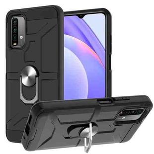 For Xiaomi Redmi 9 Power / Note 9 4G / Poco M3 War-god Armor TPU + PC Shockproof Magnetic Protective Case with Ring Holder(Black)