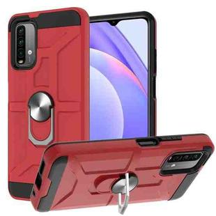 For Xiaomi Redmi 9 Power / Note 9 4G / Poco M3 War-god Armor TPU + PC Shockproof Magnetic Protective Case with Ring Holder(Red)