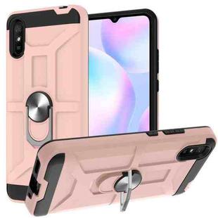 For Xiaomi Redmi 9A War-god Armor TPU + PC Shockproof Magnetic Protective Case with Ring Holder(Rose Gold)