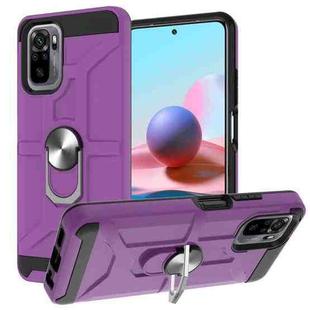 For Xiaomi Redmi Note 10 / Note 10S War-god Armor TPU + PC Shockproof Magnetic Protective Case with Ring Holder(Purple)