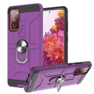 For Samsung Galaxy S20 FE War-god Armor TPU + PC Shockproof Magnetic Protective Case with Ring Holder(Purple)