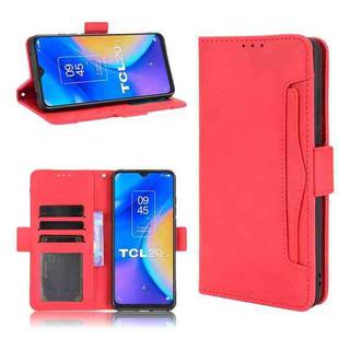 For TCL 20 SE Skin Feel Calf Pattern Horizontal Flip Leather Case with Holder & Card Slots & Photo Frame(Red)