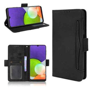 For Samsung Galaxy A22 4G Skin Feel Calf Pattern Horizontal Flip Leather Case with Holder & Card Slots & Photo Frame(Black)