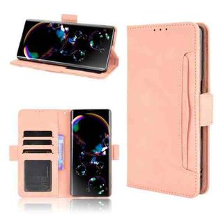 For Sharp Aquos R6 Skin Feel Calf Pattern Horizontal Flip Leather Case with Holder & Card Slots & Photo Frame(Pink)