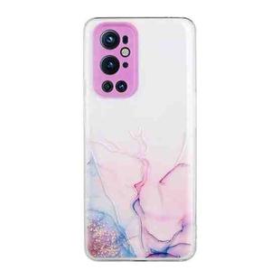 For OnePlus 9 Pro Hollow Marble Pattern TPU Precise Hole Protective Case(Pink)