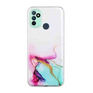For OnePlus Nord N100 Hollow Marble Pattern TPU Precise Hole Protective Case(Green)