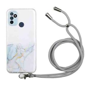 For OnePlus Nord N100 Hollow Marble Pattern TPU Precise Hole Protective Case with Neck Strap Rope(Grey)