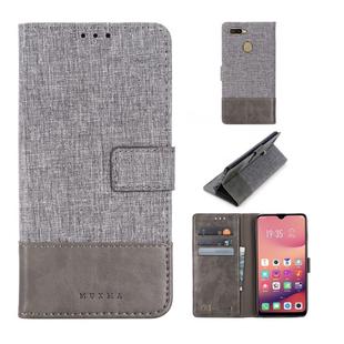 For OPPO A7 MUXMA MX102 Horizontal Flip Canvas Leather Case with Stand & Card Slot & Wallet Function(Grey)